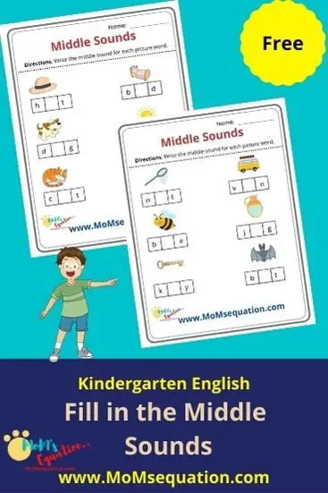 Middle Sounds worksheets with pictures|MoMsequation.com