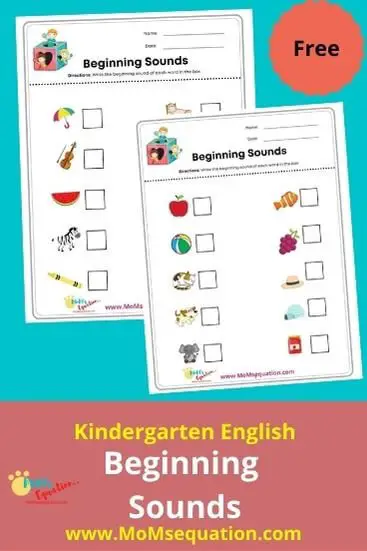 Beginning sounds with pictures|MoMsequation.com