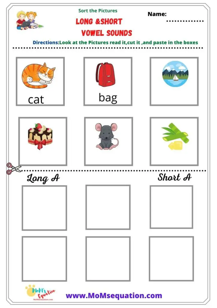 Long and Short vowel a sounds-Phonics Activity cut and paste - Mom ...