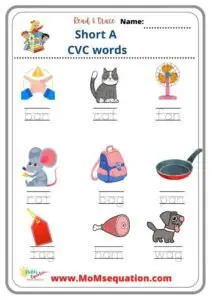 Short A CVC Words Worksheets|momsequation.com