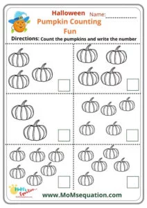 Pumpkin Counting worksheets|momsequation.com