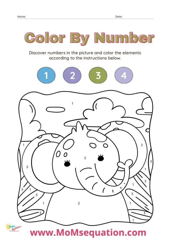 Easy Color By Number practice sheets For Kindergarten - Mom'sEquation