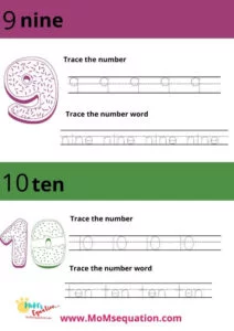 Number tracing worksheets ||www.momsequation.com