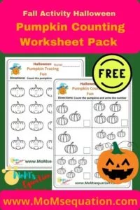 Pumpkin counting worksheets|www.MoMsequation.com