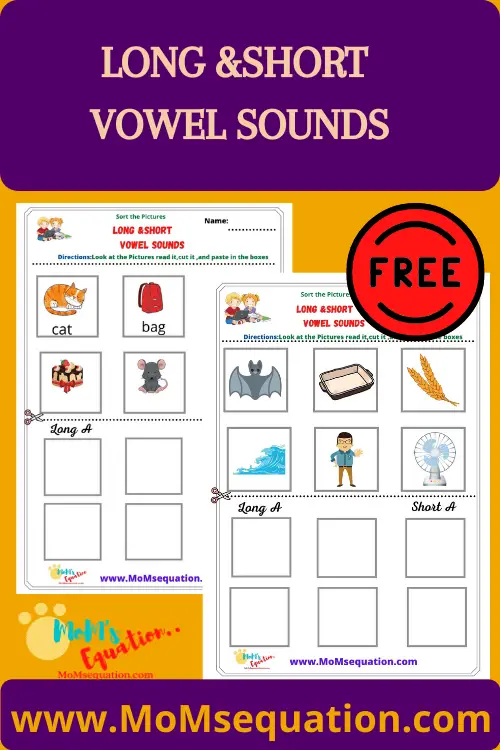 Long & Short vowel sounds phonics activity|momsequation.com