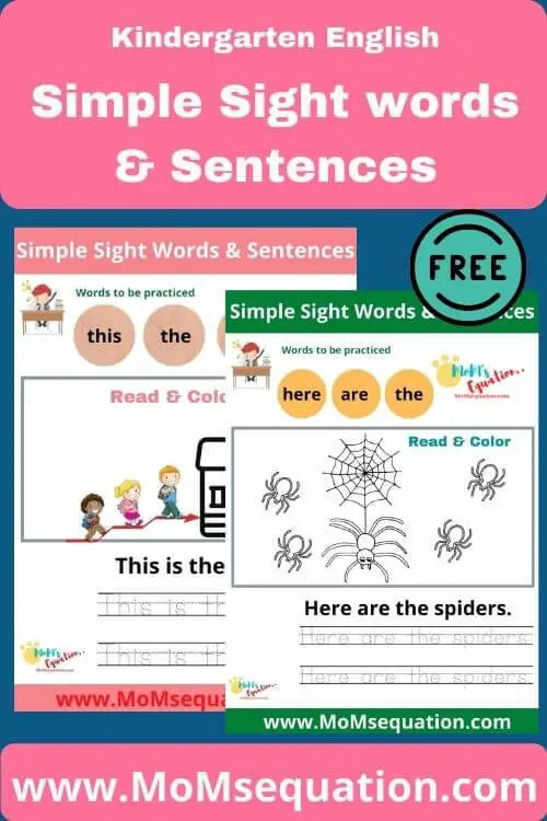 Simple Sight Words Sentences Book For Kindergarten Mom sEquation