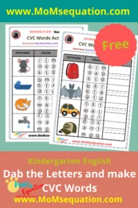CVC words for Kindergarten|momsequation.com