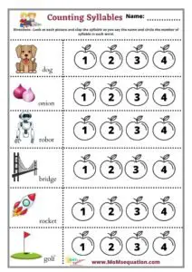 counting syllable phonics activity|momsequation.com