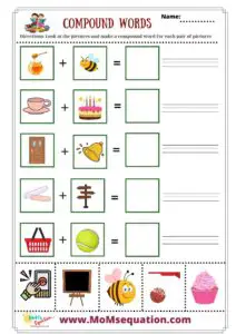 compound words worksheets for kindergarten-learn & trace|momsequation.com