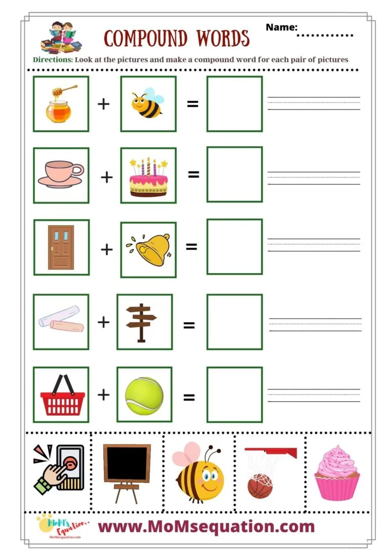 Compound Words Worksheets-For Kindergarten With Pictures Learn & Trace ...