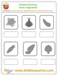 Fruits and vegetables Cut and paste worksheets|www.MoMsequation.com