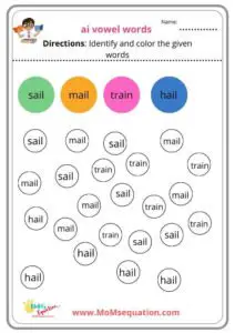 ai vowel digraph word family worksheets|www.MoMsequation.com