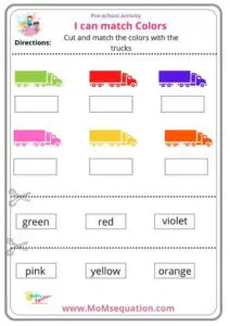 Color Matching Worksheets|www.MoMsequation.com