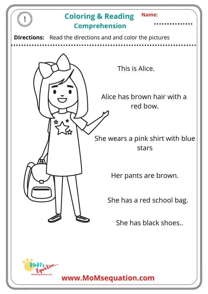 Read And Color Worksheets Pdf - Mom'sequation