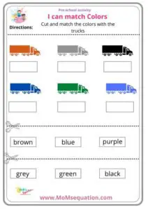 Color Matching Worksheets|www.MoMsequation.com