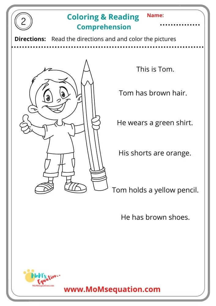 Read and Color Worksheets PDF - Mom&rsquo;sEquation