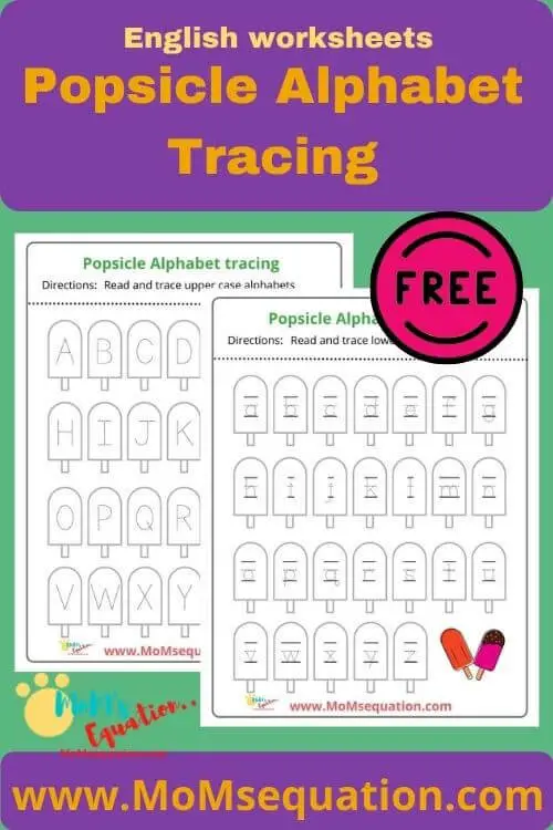 Popsicle alphabet tracing worksheets|www.MoMsequation.com