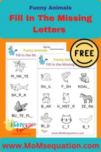 Animal words missing letters worksheets|www.MoMsequation.com
