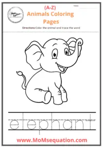 A-Z Animals Alphabet Coloring pages|www.MoMsequation.com