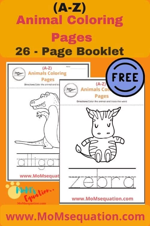 A-Z Animals Alphabet Coloring pages|www.MoMsequation.com