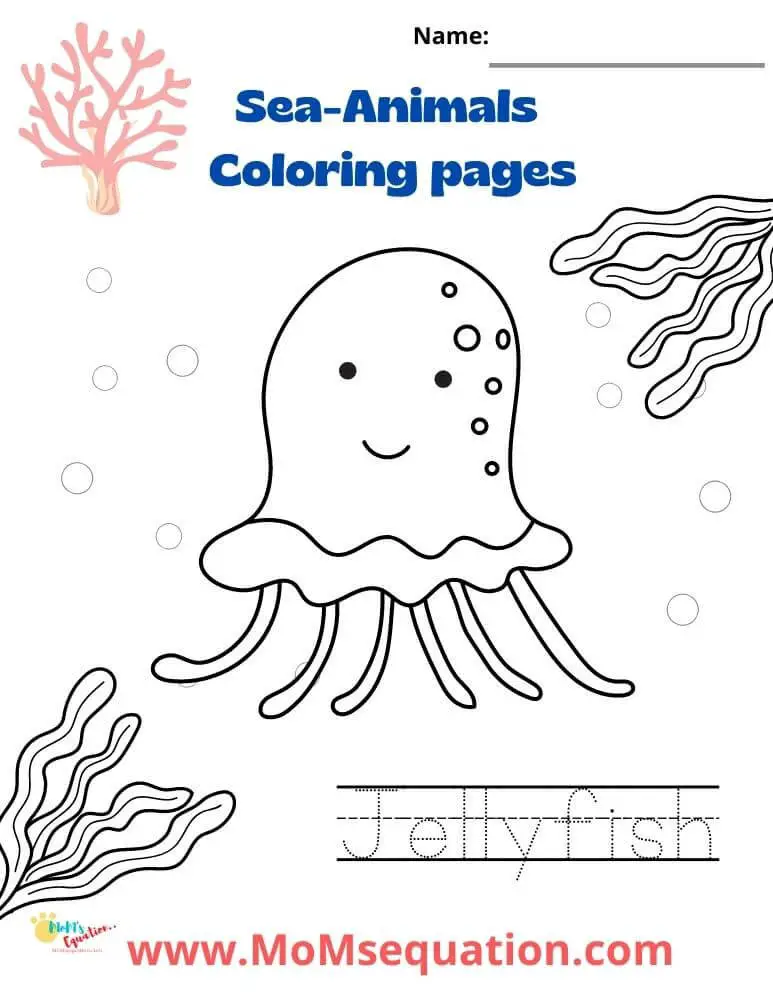 SeaAnimals Coloring Pages Pdf Mom'sEquation