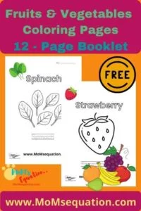 Fruits and vegetables coloring pages|www.MoMsequation.com
