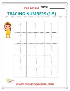Number tracing worksheets(1-10)|www.MoMsequation.com