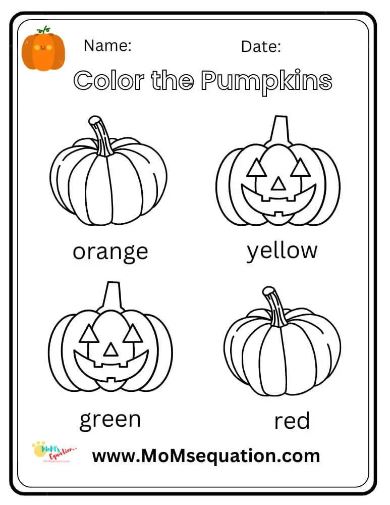 Halloween Pumpkin Activity Worksheets PDF - Mom'sEquation