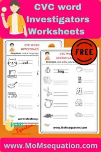 CVC words worksheets|www.MoMsequation.com