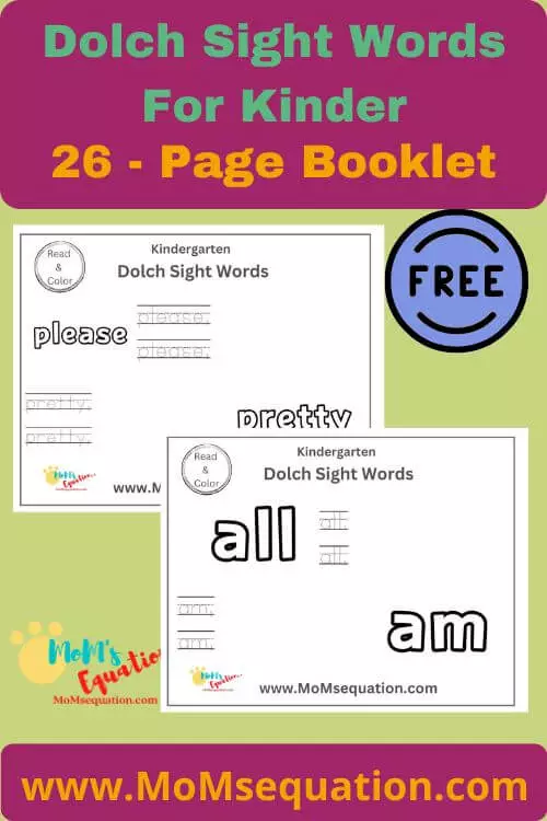 Dolch sight words worksheets|www.momsequation.com