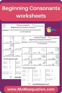 1st grade phonics worksheets-Beginning consoanants worksheets