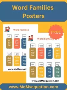 Word families poster for 1st and 2nd grade