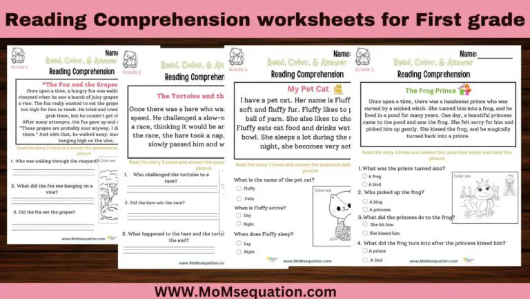 Reading comprehension worksheets for first grade