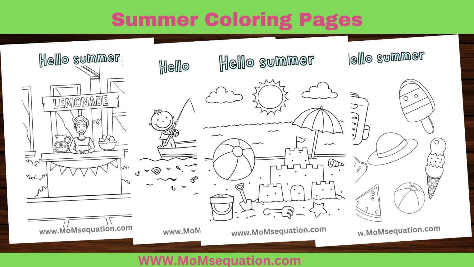 Summer coloring pages PDFFreebie Mom'sEquation