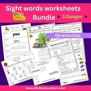 Sight words worksheets bundle