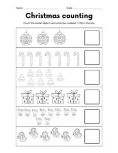 Christmas counting worksheets |www.MoMsequation.com