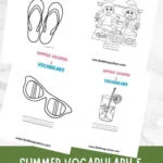 Summer vocabulary and coloring worksheets|www.MoMsequation.com