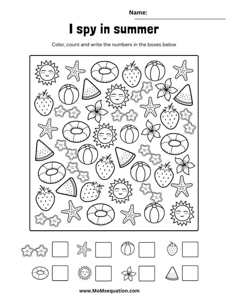 Summer Vocabulary And Coloring Worksheets PDF - Mom'sEquation