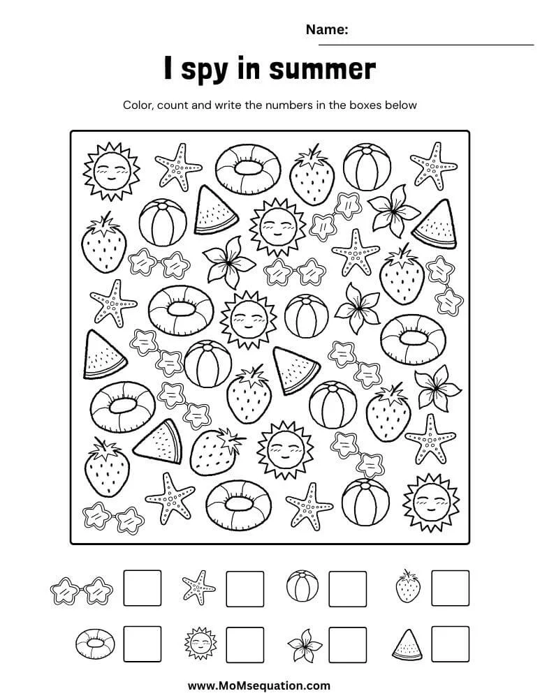 Summer Vocabulary And Coloring Worksheets PDF - Mom'sEquation